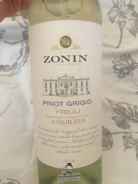 Rượu vang Zonin Classici Pinot Grigio Friuli Aquileia