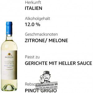 Vang Ý Zonin Classici Pinot Grigio Friuli Aquileia bn3